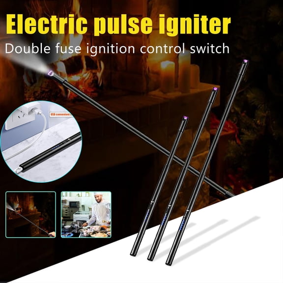 Ohmyroo USB Electric Lighter Metallic 15.74 Inch Extra Long Neck for Kitchen BBQ Outdoor Camping Windproof Igniter Gadget Tool