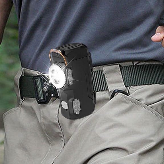 Ohmyroo USB Flashlight Lighter Black ABS Plastic for Men Women Outdoor Emergency Rescue Hiking Windproof Electric Gadget Tool