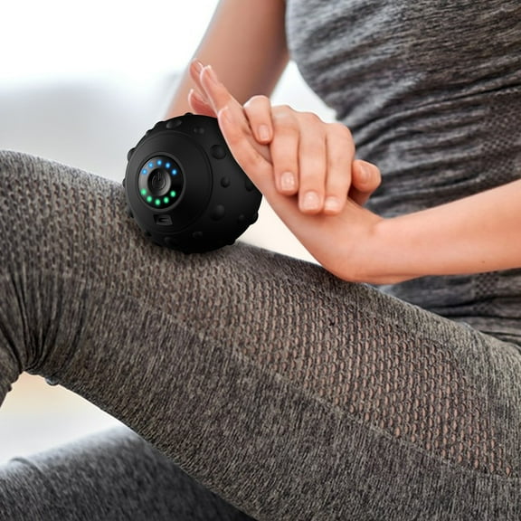 Ohmyroo Vibrating Massage Ball 4.3 Inch Blue ABS Silicone For Yoga Fascia Recovery Muscle Relaxation Tool With USB