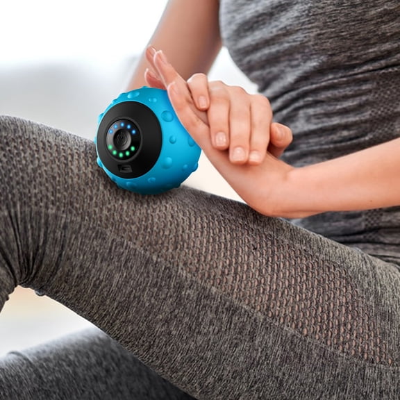 Ohmyroo Vibrating Massage Ball 4.3 Inch Blue ABS Silicone For Yoga Fascia Recovery Muscle Relaxation Tool With USB