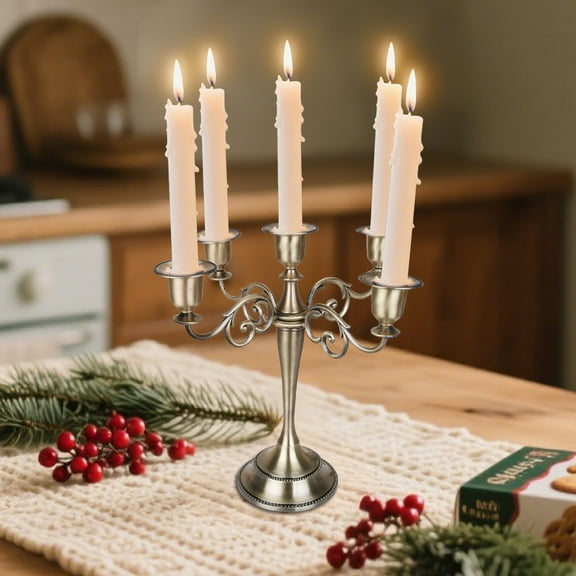 Ohmyroo Vintage Five Headed European Candlestick Romantic Wedding Home Dinner Decoration Essential Needs