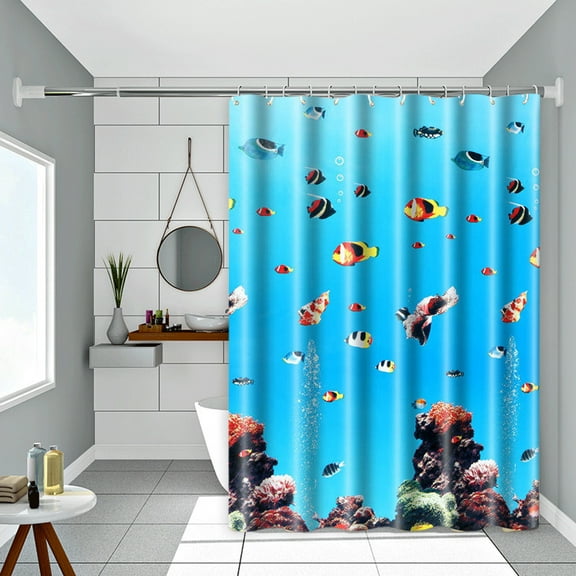 Ohmyroo Waterproof Mold Resistant Shower Curtain Set, Thickened Fabric Liner with Hooks for Bathroom, No-Drill Partition for Tub and Shower