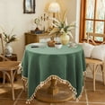 thumbnail image 1 of Ohmyroo Waterproof Oilproof Tablecloth Fringed Rectangular Design Coffee Table Cover Dining Table Cloth 35.4x35.4 inches Home Kitchen Accessory for Dining Room Living Room Table Protection, 1 of 6
