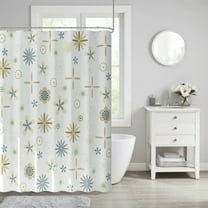 Ohmyroo Waterproof Plastic Shower Curtain Fish and Flower Pattern Design with Hooks for Bathroom and Room Decoration