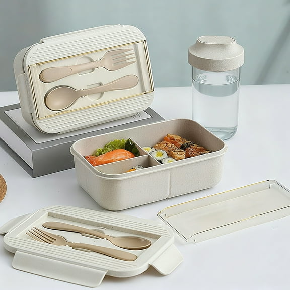 Ohmyroo Wheat Fiber Lunch Box Leak-Proof Container For Home Office Meals 1200ml