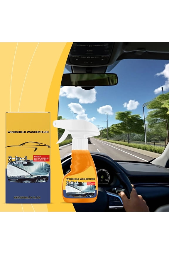 Windshield Washer Fluid, 4.0 Ounce Auto Glass Cleaning Agent, Deep Decontamination Spray For Rain Repellent