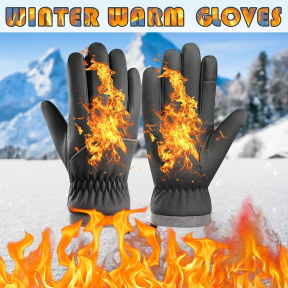 Ohmyroo Winter Warm Gloves Windproof Waterproof Fleece-Lined Anti-Slip For Cold Weather