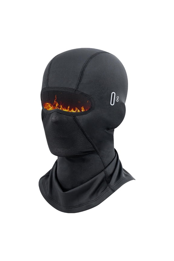 Winter Windproof Balaclava Hood 16.1x12.6 Inch Black Fleece Polyester For Men Women Skiing Motorcycle Riding Face Defense Tool