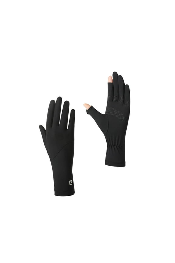 Women Breathable Fingerless Sun Gloves Ice Silk Anti UV Thin for Driving Cycling Outdoor Daily Use