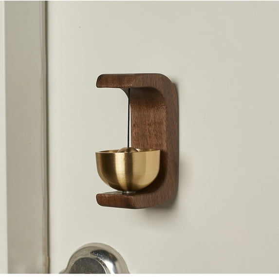 Ohmyroo Wood Doorbell Chime Beech Wood Construction with Brass Accents Wall Mounted Entrance Alert for Home and Store