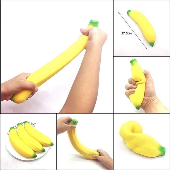 Ohmyroo Yellow Simulate Flour Banana 6.6 In Elastic For s Adults Focus Aid Stress Relief Tactile Entertainment 2 Pcs