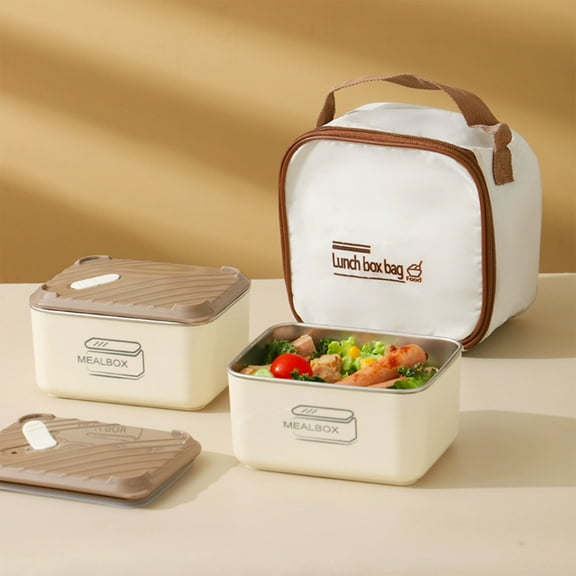 Ohmyroo 2-Pack 40oz 316 Stainless Steel Bento Meal Prep Container, Leak-Proof Insulated Stackable Lunch Box with Carry Bag for Office and Outdoor Activities