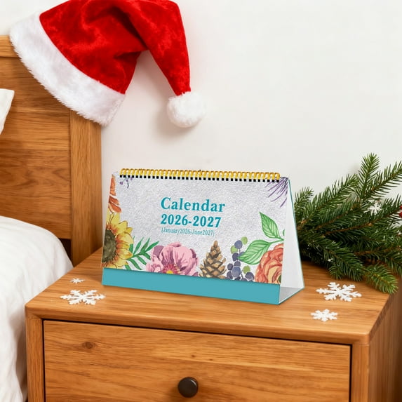 Ohmyroo 2026-2027 18-Month Standing Desk Calendar, Ornamental Flip Style Date Organizer for Office and Home Desk, Includes USA National Holidays