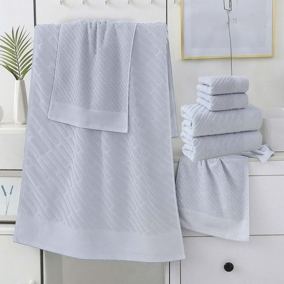 Ohmyroo 4-Piece Cotton Towel Set, Includes 2 Bath Towels and 2 Hand Towels, Comfortable Absorbent and Thickened Bathroom Linens