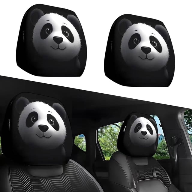 Ohmyroo Funny Car Print Headrest Cover, Universal Stretchy Fabric Seat Protector for Car Interior Decor