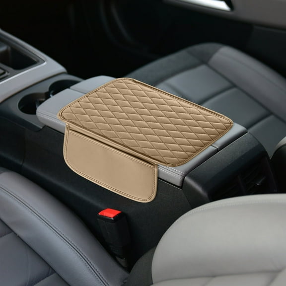Ohmyroo Multifunctional Car Armrest Box Cushion, Leather Center Console Storage Bag with Height Adjustment Pad for Vehicle Comfort and Organization