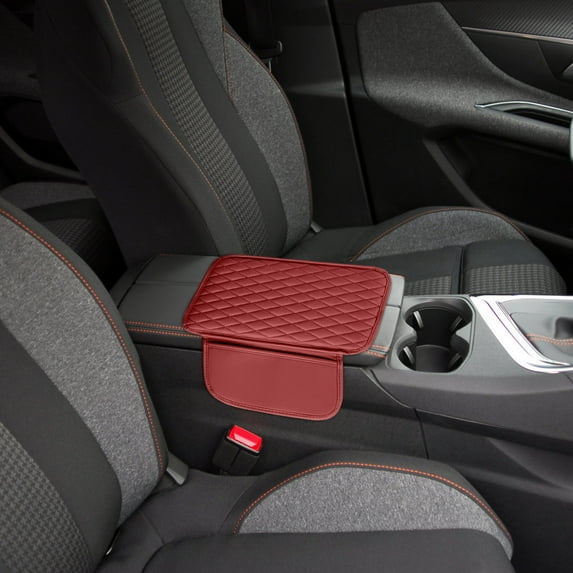 Ohmyroo Multifunctional Car Armrest Box Cushion, Leather Center Console Storage Bag with Height Adjustment Pad for Vehicle Comfort and Organization