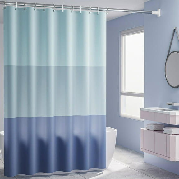 Ohmyroo Ocean-Themed Shower Curtain with Dolphin Print, Gradient Light Blue Waterproof with 12 Reinforced Grommets for Bathroom Decor