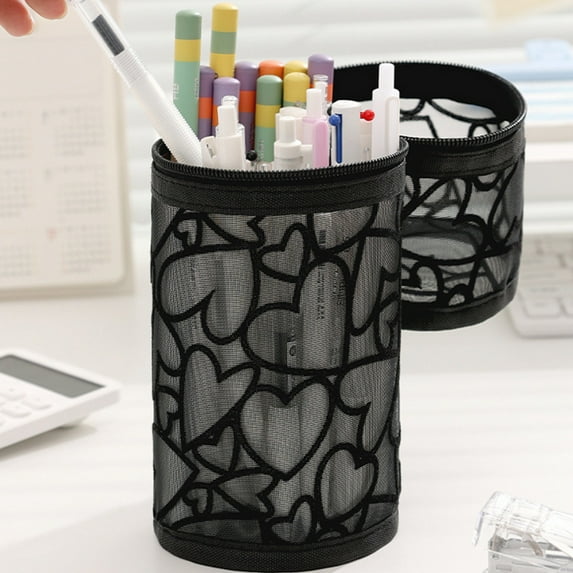 Ohmyroo Ventilated Mesh Makeup Brush Roll Bag, Large Capacity Round Cosmetic Organizer with Multiple Pockets for Toiletries