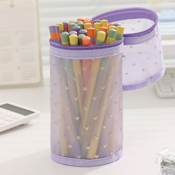 Ohmyroo Ventilated Mesh Makeup Brush Roll Bag, Large Capacity Round Cosmetic Organizer with Multiple Pockets for Toiletries