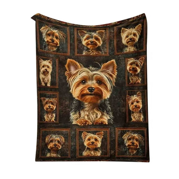 Ohmyroo Yorkshire Terrier Themed Plush Flannel Blanket, Lightweight Yet Warm Cover for Lounging or as a Decorative Accent