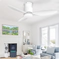thumbnail image 1 of Ohniyou 42" Flush Mount Ceiling Fan with Light and Remote,3 Colors Dimmable Quiet DC Motor Low Profile Ceiling Fans for Bedroom Kitchen Outdoor Patio, White, 1 of 10