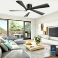 thumbnail image 1 of Ohniyou 52" Low Profile Ceiling Fan with Lights and Remote & APP Control Modern Flush Mount Indoor Outdoor Ceiling Fans, Dimmable, Silent DC Motor, Reversible, Black, 1 of 14