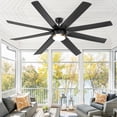 thumbnail image 1 of Ohniyou 70" Indoor Outdoor Ceiling Fans with Lights and Remote 8 Blades 6 Speed Dimmable Large Ceiling Fan for Patios Living Room Bedroom, Matt Black, 1 of 12