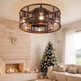 thumbnail image 1 of Ohniyou 21" Caged Ceiling Fans with Lights and Remote, Farmhouse Flush Mount Low Profile Industrial Ceiling Fan Lights for Bedroom Kitchen, 1 of 16