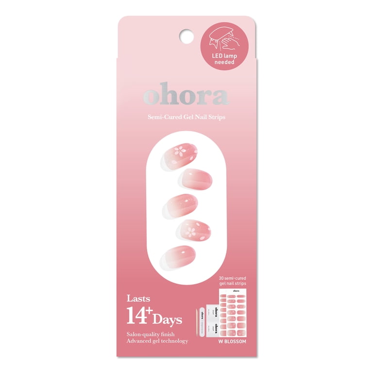 ohora Semi-Cured Gel Nail Kit Blossom 30 Count with Ombré Flower