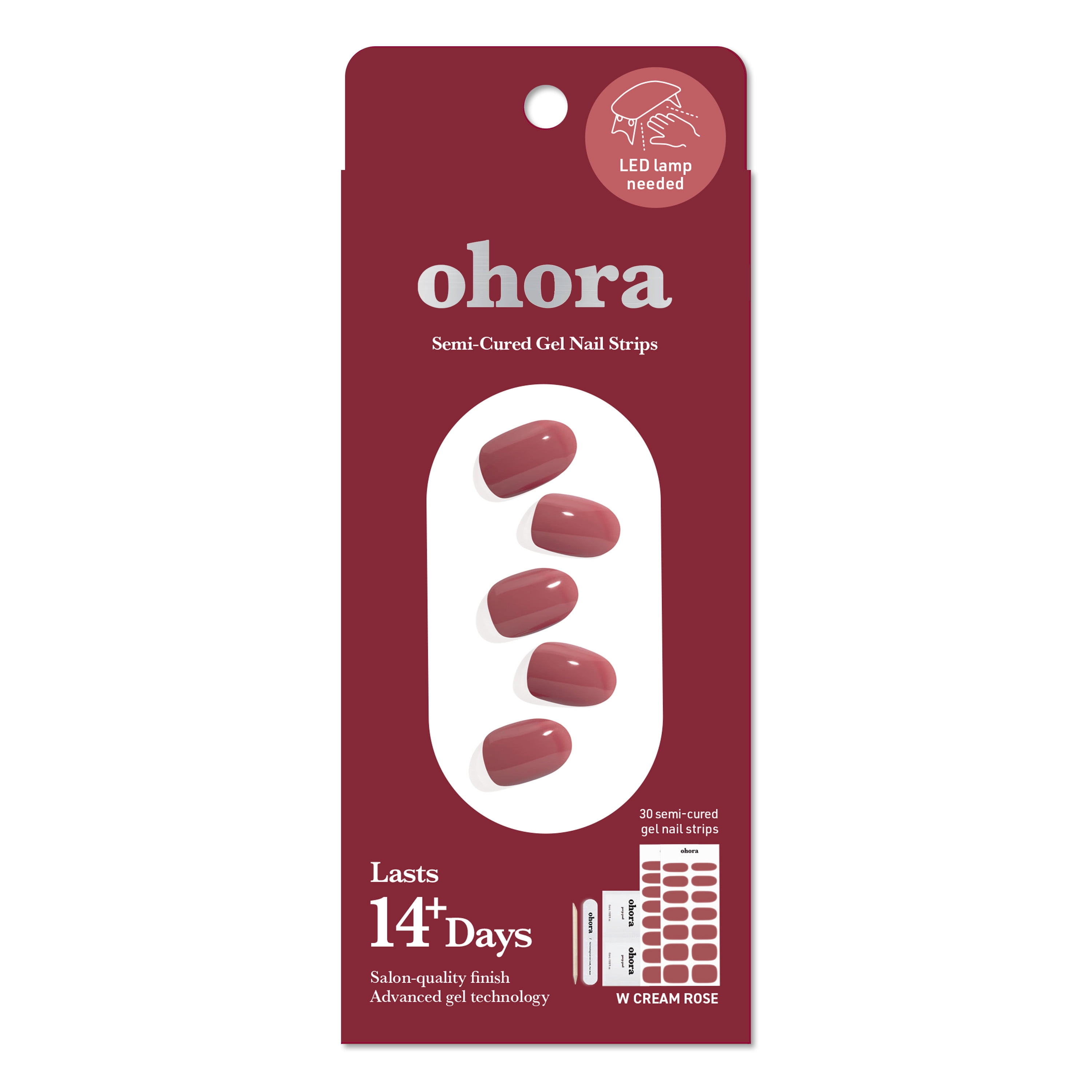 Ohora Semi-Cured Gel Nail Kit, Cream Rose, 30 Count - Walmart.com