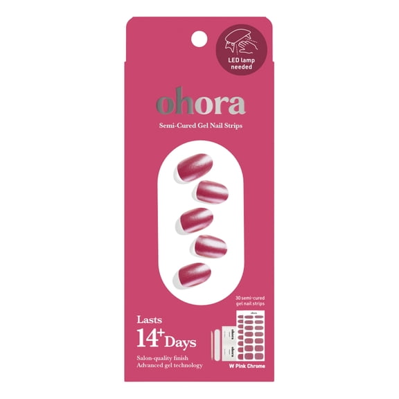 Ohora Semi-Cured Gel Nail Kit, Pink Chrome, 30 Count