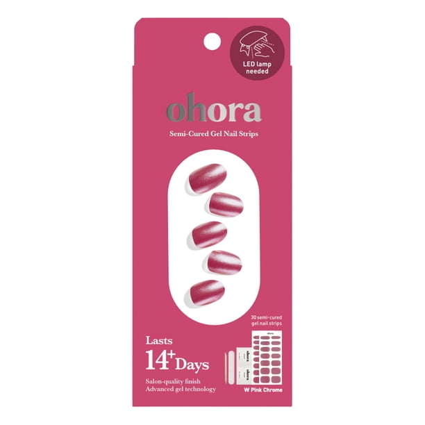 Ohora Semi-Cured Gel Nail Kit, Pink Chrome, 30 Count - Walmart.com