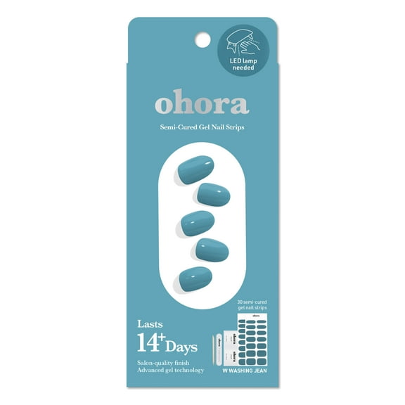 Ohora Semi-Cured Gel Nail Kit, Washing Jean, 30 Count