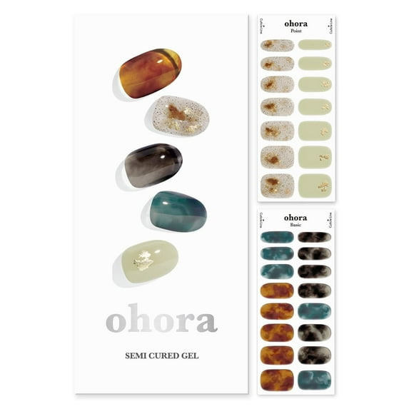 Ohora Semi Cured Gel Nail Strips (N Dreaming) - Works with Any UV Nail Lamps, Salon-Quality, Long Lasting, Easy to Apply & Remove - Includes 2 Prep Pads, Nail File & Wooden Stick