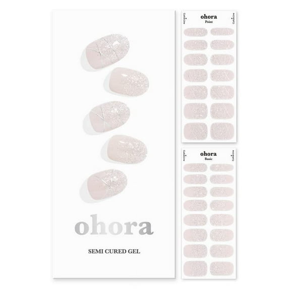 Ohora Semi Cured Gel Nail Strips (N Dress Up) - Works with Any Nail Lamps, Salon-Quality, Long Lasting, Easy to Apply & Remove - Includes 2 Prep Pads, Nail File & Wooden Stick