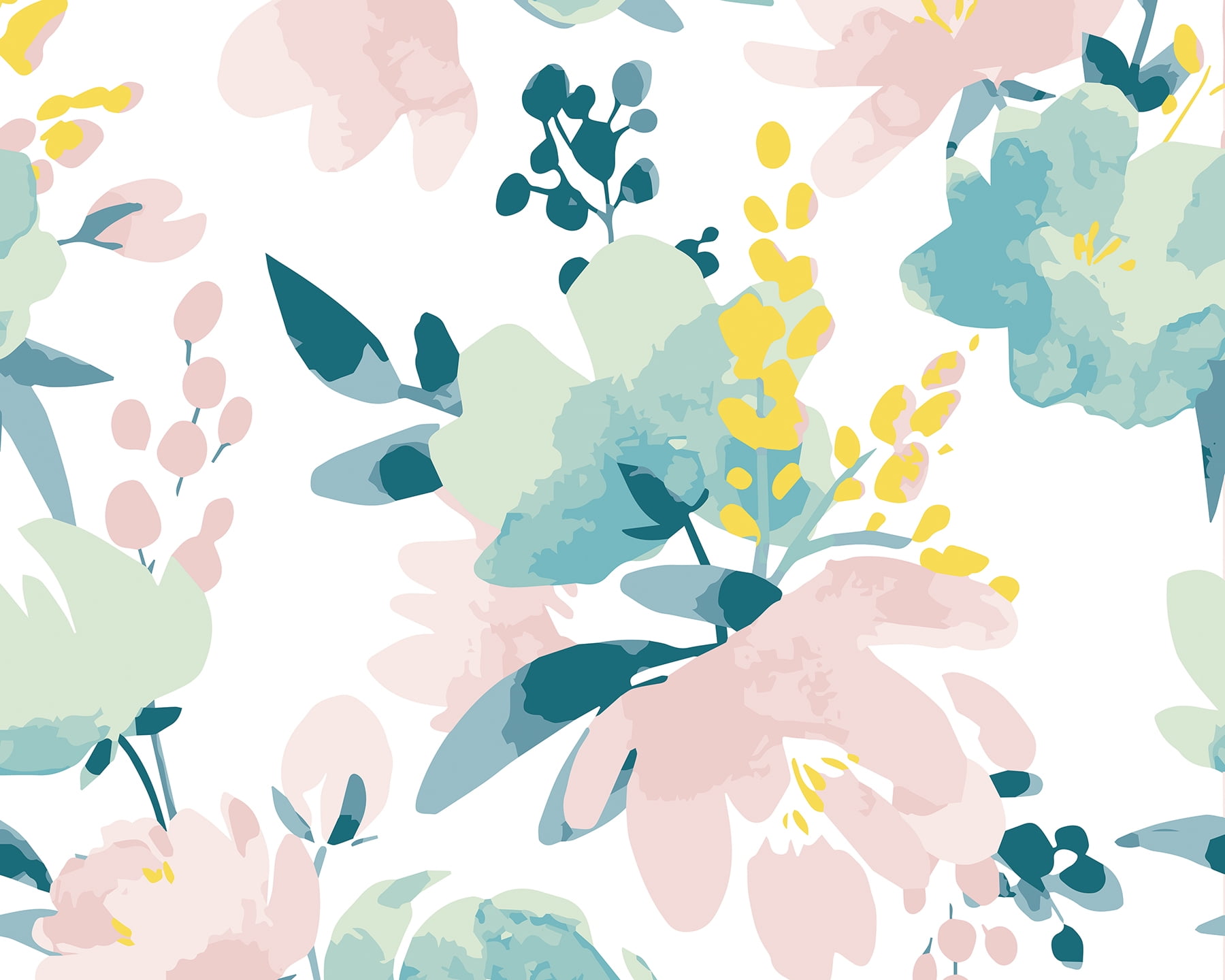 Ohpopsi Delicate Watercolour Flowers Wall Mural