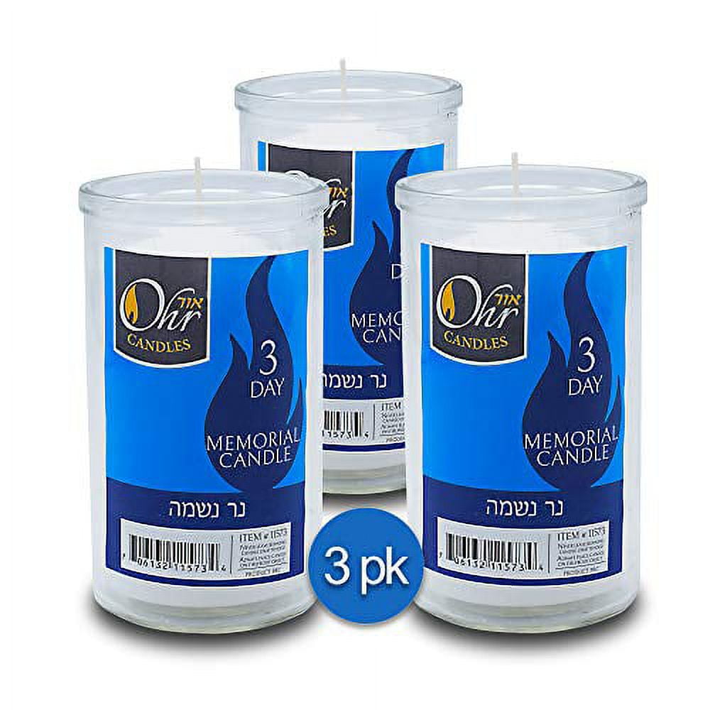 Ohr 3 Day Yahrzeit Candle 3 Pack 72 Hour Kosher Yahrtzeit Memorial