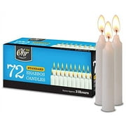 Ohr Candles, 3 Hour Shabbat, Emergency, and Prayer Unscented Taper Candles - White 72 Pack