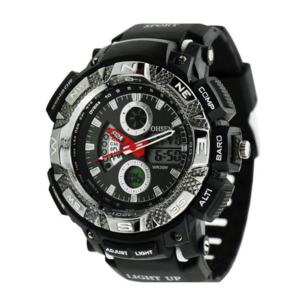 Ohsen AD1310 Men's Dual Time Sports Digital Quartz Wrist Watch with