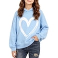 thumbnail image 1 of Ohufall 1-10 Years Kids Girls Sweatshirts Hooded Heart Print Long Sleeve Top Casual Loose Comfy Fashion Sweatshirt, 1 of 6
