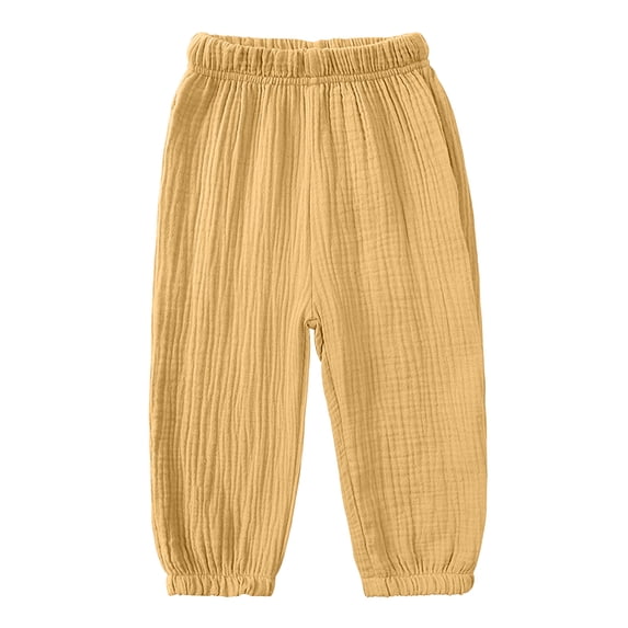 Ohufall 12M-8T Toddler Kids Baby Boys Girls Pants Solid Color Stretch Comfortable Cute Pant