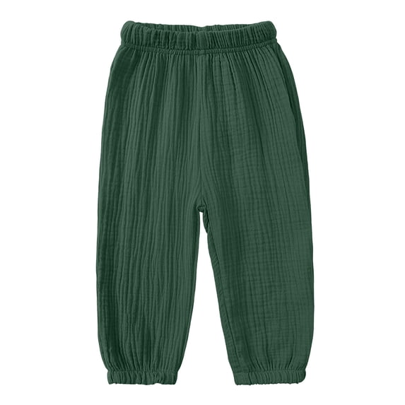 Ohufall 12M-8T Toddler Kids Baby Boys Girls Pants Solid Color Stretch Comfortable Cute Pant