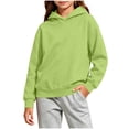 thumbnail image 1 of Ohufall 2-14T Sweatshirt for Girls Boys Hooded Solid Color Long Sleeve Basic Tops Pullover Thin Loose Casual Sweatshirts for Kids, 1 of 8