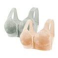 thumbnail image 1 of Ohufall 2-Packs Bras for Women Bra for Seniors Front Closure Bras Wire-Free Front Button Closure Comfortable Bra Push Up Everyday Bra for Women, 36B/C-46B/C, 1 of 2