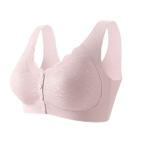 Ohufall 2025 Bras for Women No Underwire Front Closure Everyday Bras Breathable Lightly Soild Wire Free Push Up One Piece Bra Underwear, 36B/C-44B/C