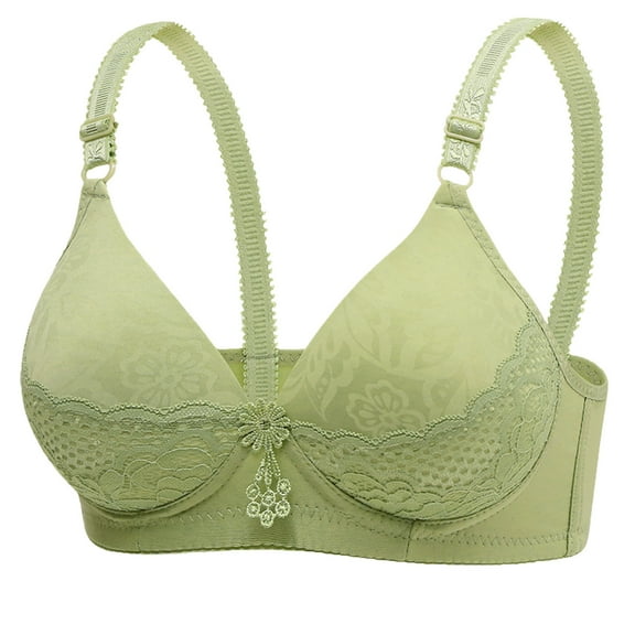 Ohufall 2025 Summer! Bras for Womens,Women's Non Steel Ring Style Gathered Middle Button Breathable Underwear Daily Bra, 36B/C-42B/C