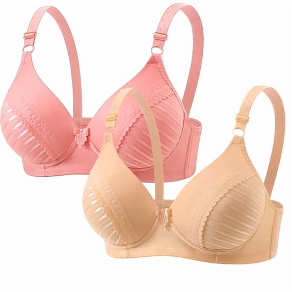 Ohufall 2PC Bras for Women Fashion Sports Stretchy Soft Bra Adjustable Straps Push Up Bralette,80BC-95BC