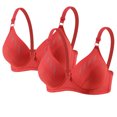 thumbnail image 1 of Ohufall 2PC Women's Bra Adjustable Strap Deep V Push Up Bra Wirefree Comfort Support Seamless Underwear, 1 of 7