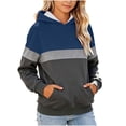 thumbnail image 1 of Ohufall 3-14Y Color Block Hooded Sweatshirt for Girls Kangaroo Pocket Long Sleeve Tops Comfort Fashion Casual Sweatshirts, 1 of 5